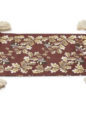 Tag Autumn Oak Acorn Table Runner in Brown and Cream